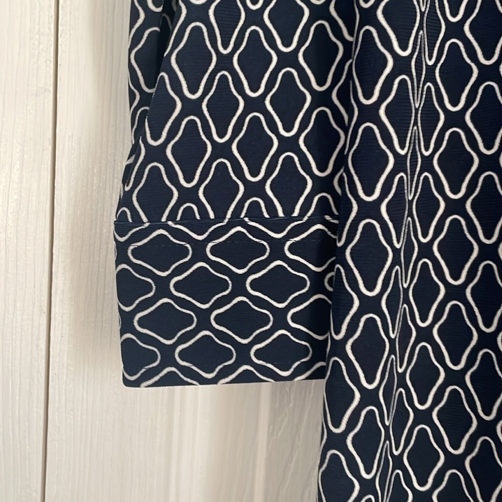 Talbots Navy and white medium petite dress with tied waist - Picture 7 of 9
